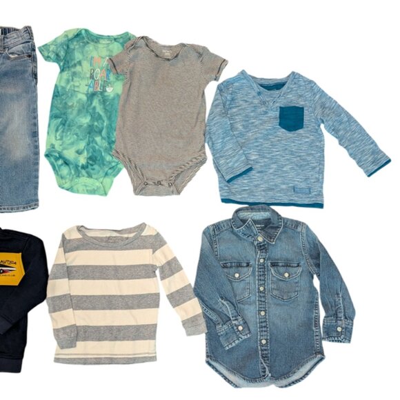 Huge Lot 8 Toddler Boy Long Sleeve Top Shirt Jeans Pants Jacket Onesie Pajama 2T - Picture 3 of 3
